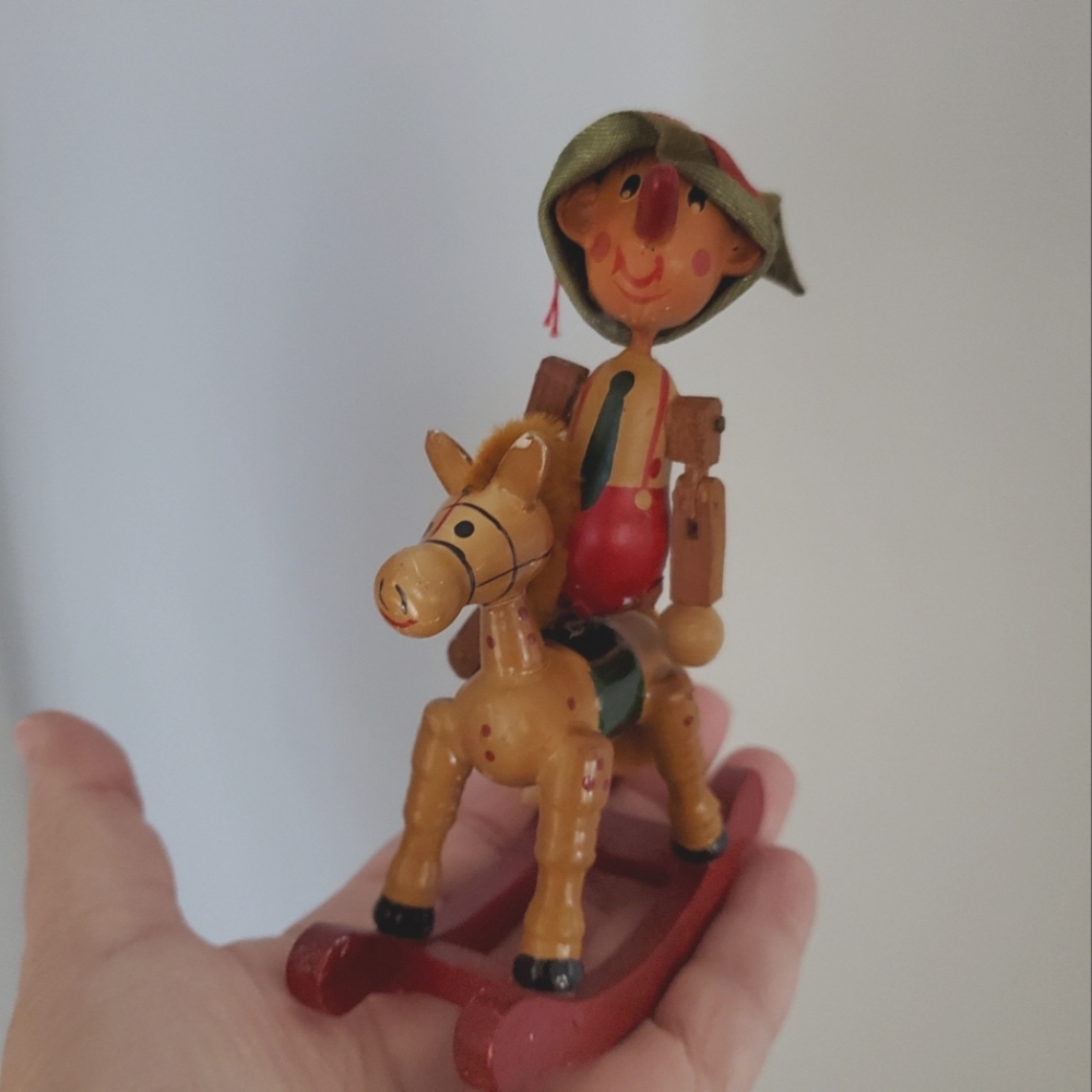 Wooden Puppet German on Horse Ornament